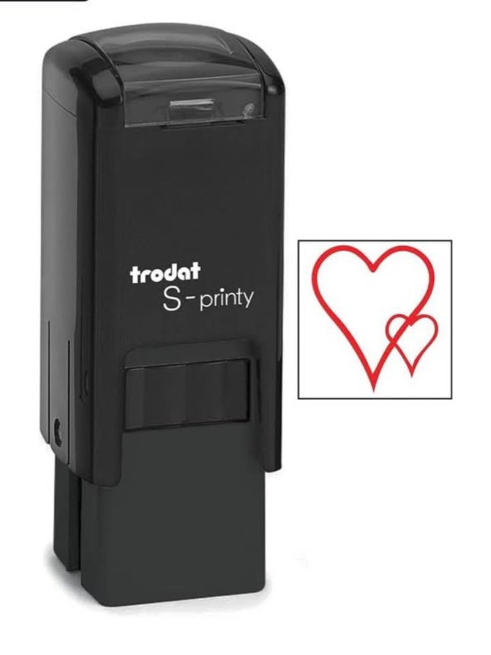 S-Printy 4921 Self-Inking Mini Stock Stamp with Hearts Impression – 12x12mm, Red